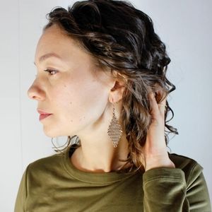 The Linked  Silver 925 Triangle Earrings